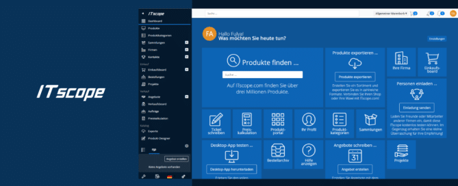 Screenshot der ITscope B2B Suite: Dem Shopsystem für die IT-Branche