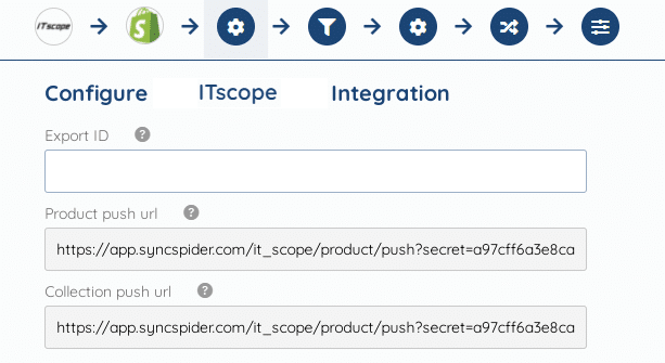 Screenshot Configure ITscope Source Integration zu Shypsystem-Schnittstelle Shopify