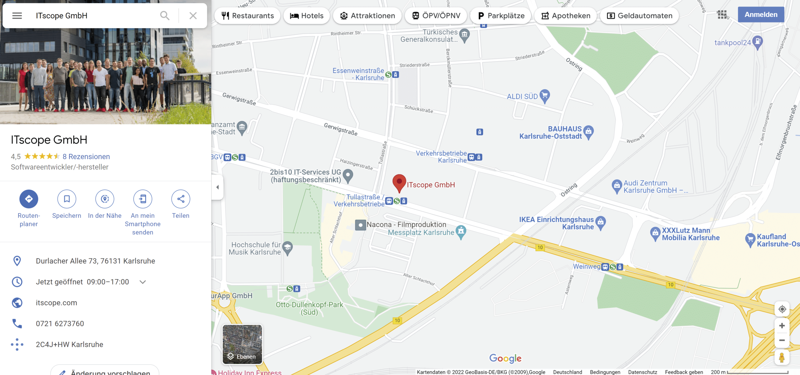 ITscope GmbH auf einer Google Maps Karte