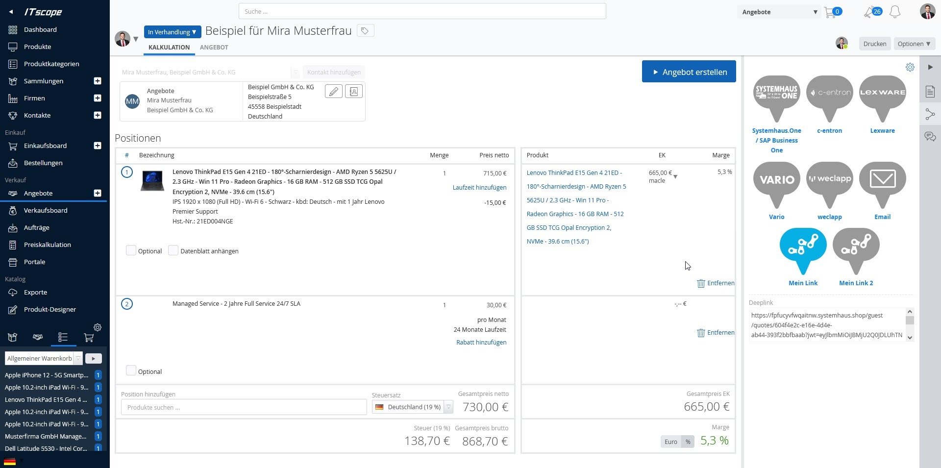 230816_BeispielAngebot-Sender Ansicht des Angebotserstellers