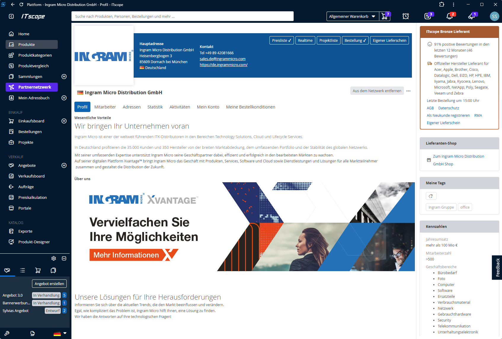 Unternehmensseite von Ingram auf der ITscope-Plattform Unternehmensseite von Ingram auf der ITscope-Plattform