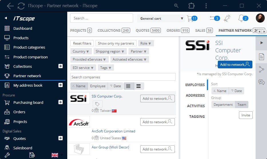 partner_network Discover companies represented on ITscope in the partner network section.