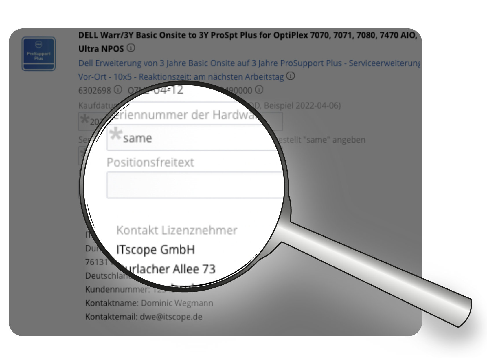 Graphic with a magnifying glass enlarging a section of a document.