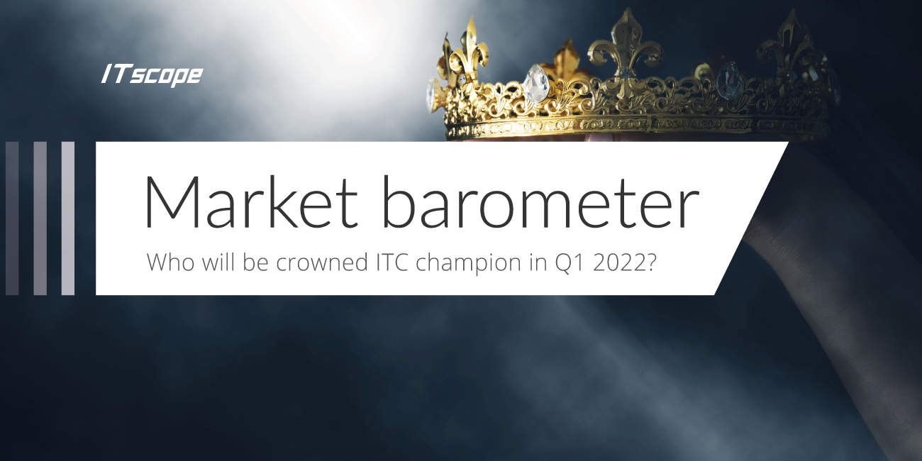 Graphic with a crown in the background and the text: "Market Barometer: Who will claim the ICT crown in Q1 2022?"