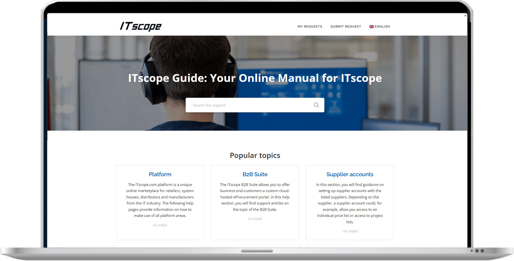 screenshot_guide_notebook_en Notebook showing the ITscope Guide online documentation