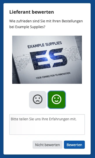 Lieferant bewerten Dialog Dialog zur Lieferantenbewertung auf ITscope